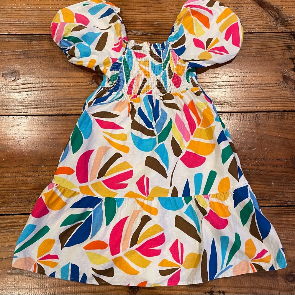 Tabitha Brown  SIZE XS Multicolor Botanical Print Puff Sleeve Mini Dress - Picture 4 of 7